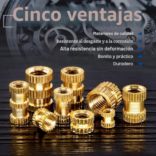 Miniatura 4 de Glarks 460 Piezas M2 M3 M4 M5 Insertos Roscados De Latón Moleteado Con Rosca Interior Tuerca De Inserción Empotrada Kit Surtido Para Proyectos De Impresión 3d