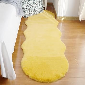 Faux Fluffy Plush Rug, Modern Soft Shaggy Rug, Non-Slip Carpet Area Rug,Rugs Living Room Carpet Mat for Bedroom Large Area Rug Kitchen Hallway 60cm*90cm,Yellow