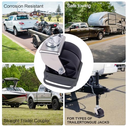 Trailer Jack Wheel with Chock - 6\" Dual Wheel Jack Caster Wheel with Double Wheel Chock Capacity 2000lbs fits Any Jack Better Soft Ground Roll Trailer Parts