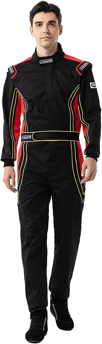 J-RACING Racing Suit Karting Suit/Race/Rally Go Kart Auto Racing Fire SFI 3.2A/1 Black Red