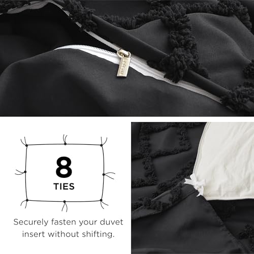 Image of Bedsure Boho Duvet Cover King Size, Soft & Comfortable Elegant Design Boho Bedding for Decoration, Machine Washable Comforter Cover for All Seasons,Includes 1 Duvet Cover & 2 Pillow Shams,Black