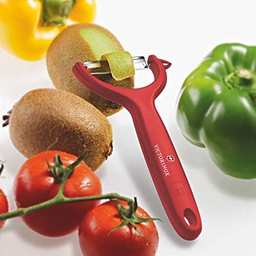 Victorinox, 7.6079.1, Kitchen Utensils, Tomaten- und Kiwischäler, Extra scharfe Klinge, mit Zackenschliff, zweischneidig, robuster Kunststoff-Griff, Rot, Made in Switzerland, Spülmaschinengeeignet