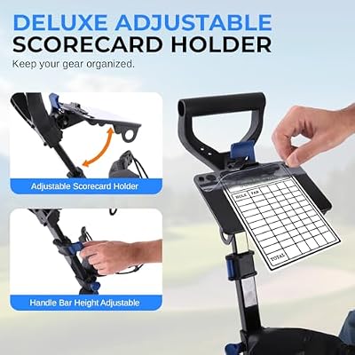 SereneLife Golf Push Pull Cart Lightweight, Foldable, Bag Holder with Adjustable Handle, Caddy Accessories, Compact Folding Golf Trolley for Travel