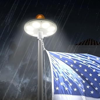 Solar Flag Pole Light, New 136 LED Flagpole Light 10000h Lifespan for 15-25 Ft Poles, 2-Mode Brightness, Waterproof Lighting on Outdoor Flag Pole Top, Auto On/Off