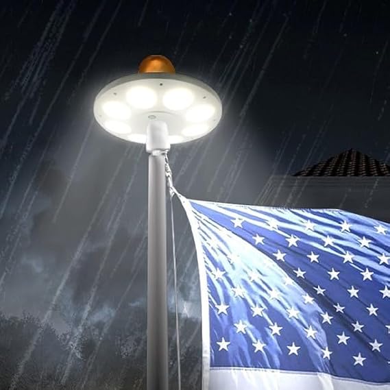 Solar Flag Pole Light, New 136 LED Flagpole Light 10000h Lifespan for 15-25 Ft Poles, 2-Mode Brightness, Waterproof Lighting on Outdoor Flag Pole Top, Auto On/Off