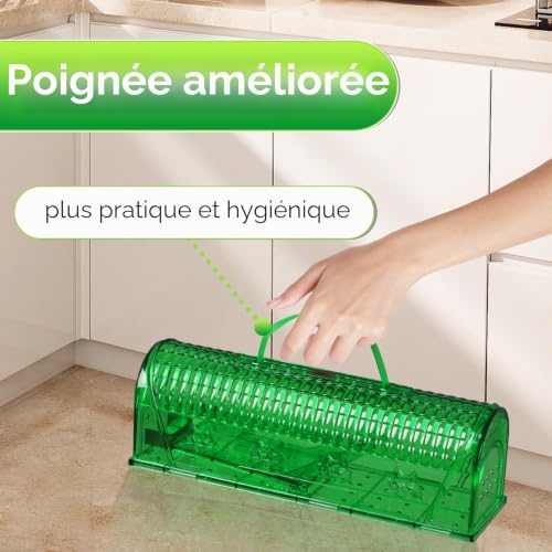 Ratzfatz piege a Souris Vert, 25 × 7.5 × 8 cm Piège à Rat Réutilisable, Ajustable, No Kill Cage Rongeur pour Attraper Les Souris Les Rats et Autres Rongeurs de Taille Similaire – vue 7