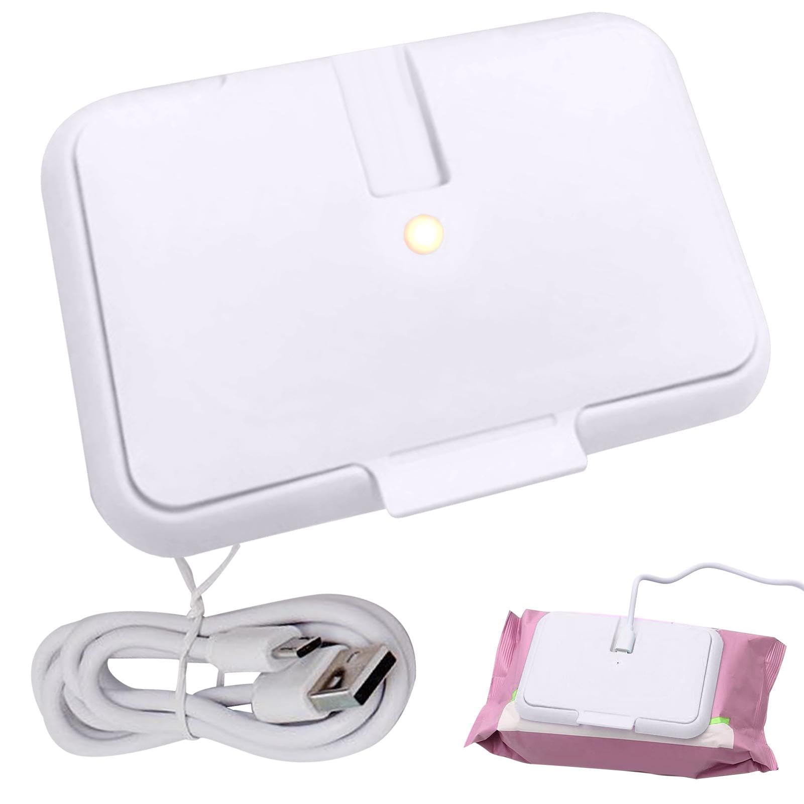 Calentador de toallitas portátil, calentador USB para toallitas húmedas, dispensador de toallitas de calefacción uniforme para viajes, coche, hogar, picnic y camping