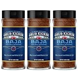 Grub Kicker Fish Taco Seasoning Baja Blend - 3 oz Bottle - Taco Seasoning Mix Spice for Seafood, Shrimp, and Tex Mex Dishes - Use to Season Fish Tacos, Burritos, and Mexican Food - 3 Pack