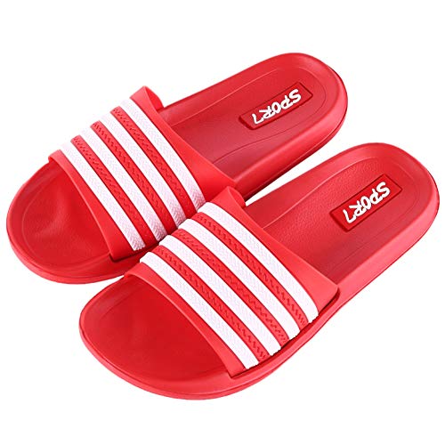KK-Jim Mens Womens Lightweight Slides Sandals-Comfortable House Slipper Slide on Sandals-Adult Slides Shoes Sport Slides Red, 7