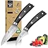 CoquusAid Paring Knife set, 2PCS small kitchen knife for fruit, 3.8 Inch Fruit knife and 2.75 inch Bird Beak peeling knife,Premium Germany Stainless Steel Ergonomic Handle,Elegant Black Ideal for Gift