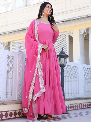 Image of Wedani Georgette Sequins Work Anarkali Kurta Set for Women