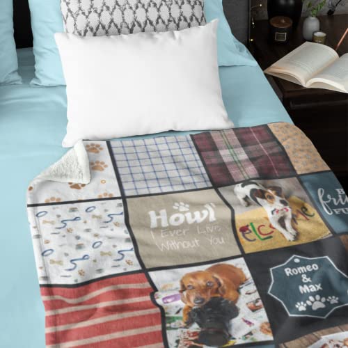 Gift For Dog Lover, Personalized Puppy Photo Collage Fleece Or Sherpa Throw Blanket, Customized Dog Bedding For Dad And Mom Pet Owner (Fleece3040) #TOP6