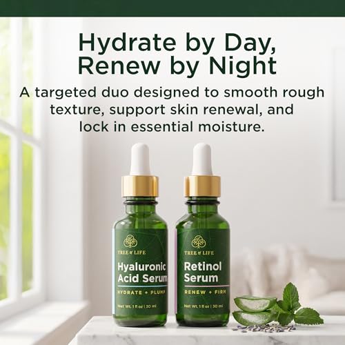 Image of Tree of Life Face Serum Skin Care Set, Hyaluronic Acid & Retinol Serum