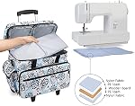 Teamoy Sewing Machine Case on Wheels, Rolling Sewing Machine Tote with Wheels and Bottom Wood Pad, Compatible with Singer, Brother and Most Majority Machines and Accessories, Dandelion