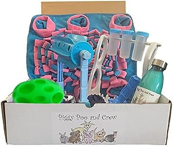 Game Box for Dogs Pigs Rabbits Cats and Other Small Animals - Slow Feeding Toys, Shampoo, Much More