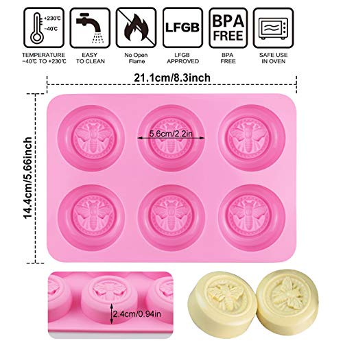 Bee Silicone Molds - Round Honeybee Silicone Molds For Homemade Soaps, Lotion Bar, Jello, Bath Bomb, Beeswax, Resin, Chocolate And Dessert (Pink) #TOP3