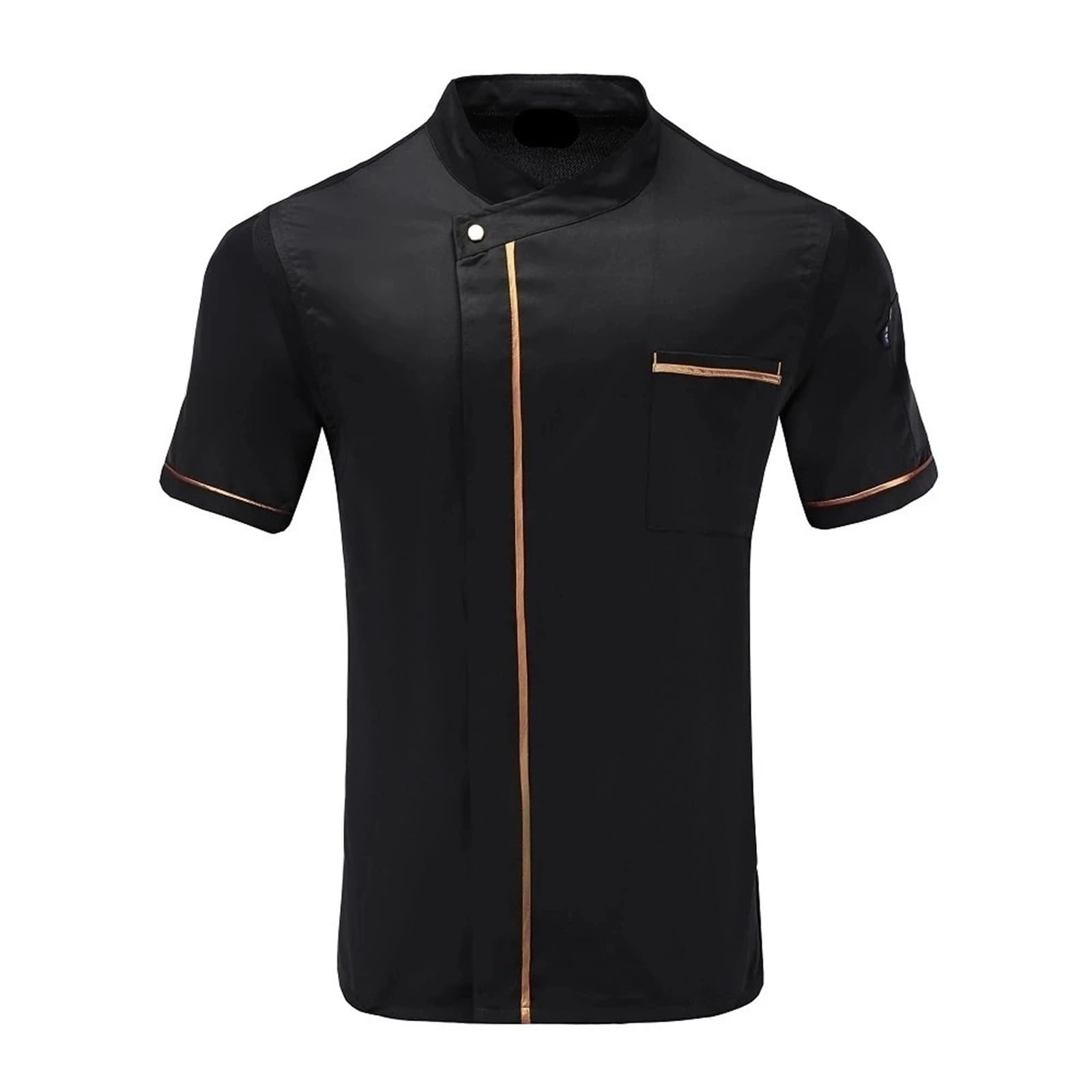Uniforme de chef Uniforme de chef manga corta verano, línea dorada, ropa cocina, restaurante, cafetería, servicio comida, peluquería, uniforme trabajo para chefs