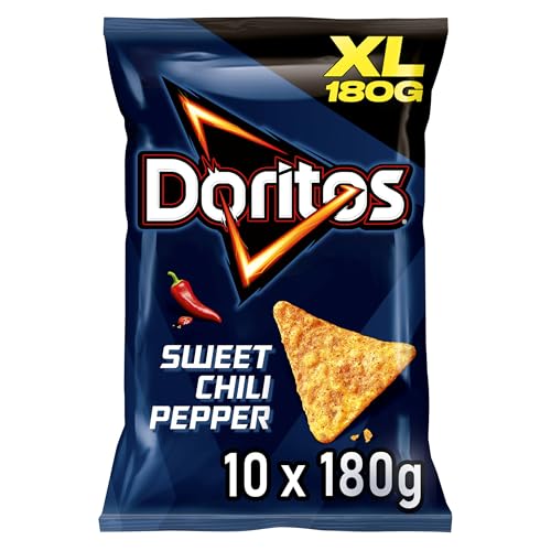 Doritos Sweet Chili Pepper - Tortilla Nachos mit süßem Chili-Geschmack - Herzhafter Snack zum Knabbern aus Mais (10 x 180g)… – Ansicht 1