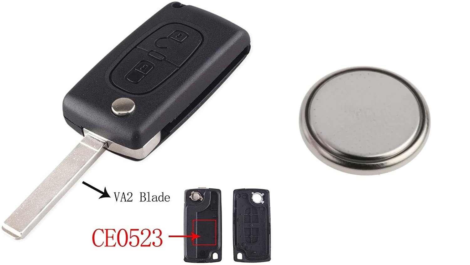 Custodia Chiave Peugeot Partner / Citroen Berlingo - Guscio Ricambio 3 Pulsanti Con Lama (senza Elettronica)