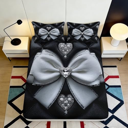 Chambre literie drap-housse 3D imprimé nœud cœur microfibre 200x200