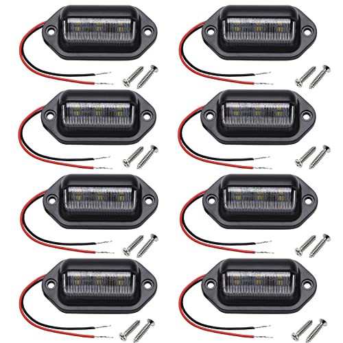 8PCS Xenon White LED License Plate Light, 12V-24V DC Waterproof 6-SMD License Plate Lamp Taillight, For Truck SUV Trailer Van RV Boats as Step Courtesy Light, Dome/Cargo Lights or Under Hood Light