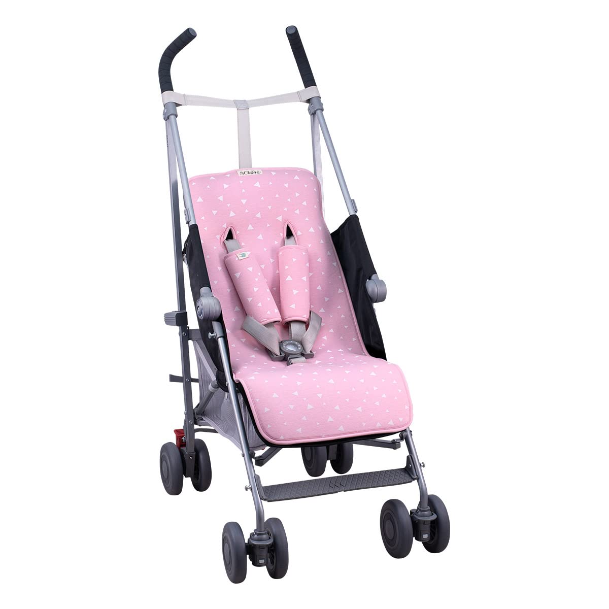 JYOKO KIDS Cuscino Passeggino Universale + Protezione per Cintura di Sicurezza, Materassino Universale per Carrozina Realizzato in Tessuto di Cotone + Schiuma e Tecnico Traspirante (Pink Sparkles)
