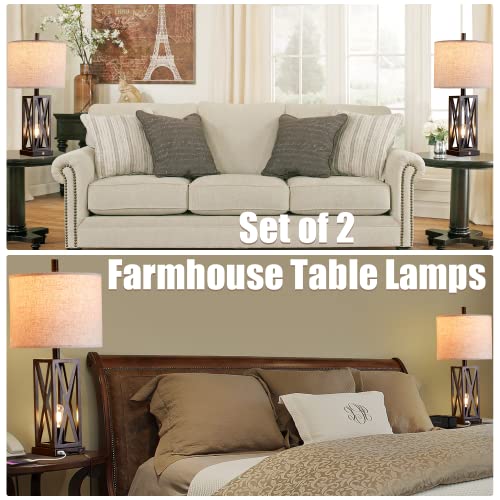 Weiters Touch Control Table Lamps Set Of 2 With Usb Ports, 3-Way Dimmable Bedside Lamp For Living Room Bedroom House, Modern Nightstand Lamp With 2 Bulbs(Black With Bronze Bruch) #TOP1