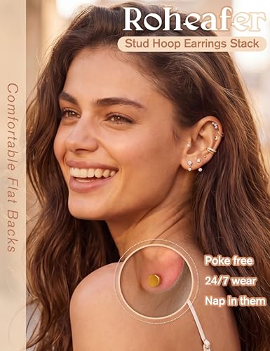 Roheafer Boucles d'Oreilles Acier Inoxydable, Piercing Boucles d'Oreille(G) – vue 3