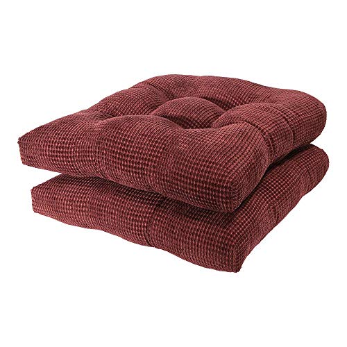 Arlee Memory Foam, Non-Skid Seat Cushion, Set of Two (2) Chair pad, 16 Inch, Burgundy Red, 2 Count