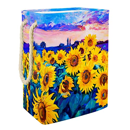 Panier à linge personnalisé tournesol grand format avec poignées