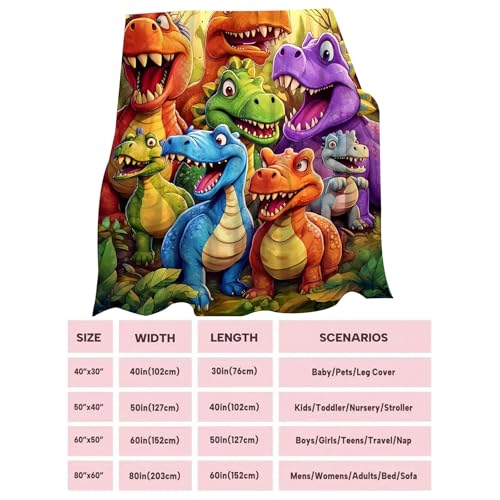 Miniatura 3 de Xagmodshn Manta De Forro Polar De Franela Cálida Y Decorativa, Diseño De Dinosaurio, Para Habitación De Niños, Sofá O Camping
