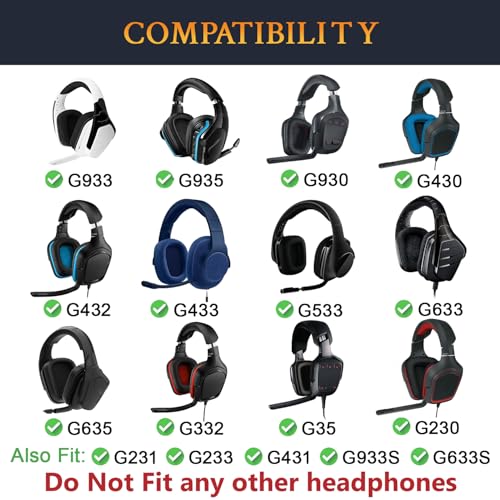 Image of SOULWIT Protein Leather Ear Pads Cushions Replacement for Logitech G35 G930 G933 G935 G633 G635 G533 G430 G431 G432 G433 Gaming Headset, Earpads for G332 G230 G231 G233 Headphones - Blue