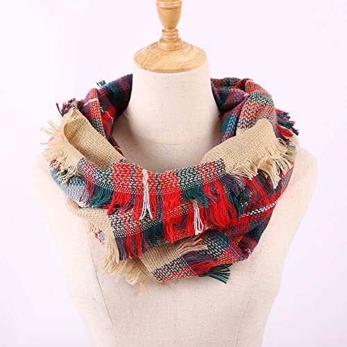 Roll Up Women's Cozy Warm Winter Plaid Tartan Checks Design infinity Scarf Scarves for Holidays3