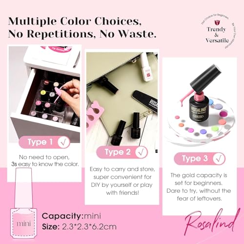 ROSALIND Kit Uñas Semipermanentes con Lámpara 48W, 33 Colores Esmaltes en Gel Rosa Morado Gris Azul Marrón Uñas Semipermanentes Kit Completo Regalos Principiantes - imagen 7