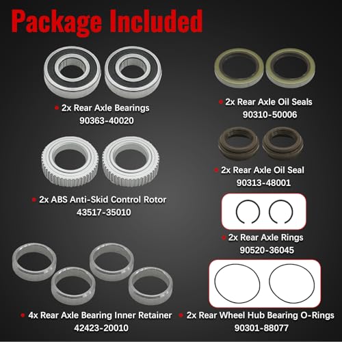 90310-50006 Rear Axle Bearing Seal Kit for Toyota 4Runner Tacoma 1995-2004, 90313-48001 16PCS Rear Wheel Bearing for Toyota 4Runner 1996-2002,Tacoma 1995-2004 42423-20010 9031050006 Rear Axle Seal Kit by zuverlass - Image 3