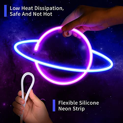 Neon Signs for Wall Decor, 3PCS LED Neon Lights for Bedroom,USB or Battery Powered Light Up Space Element Alien Planet Rocket for Kids,Teen Boys,Gaming Room,Bar,Birthday,Cool Decoration Aesthetic