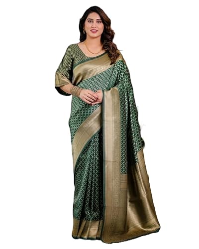 Avantika Fashion Banarasi Soft Silk Saree Pure Silk with Unstitched Blouse Piece (GREEN)