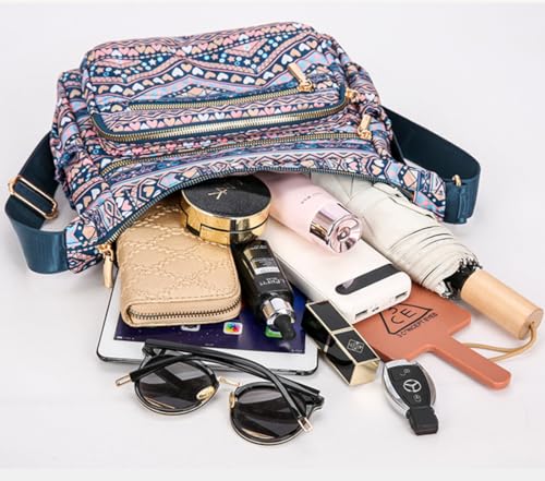Image of Crossbody Bags for Women Multi Pocket Shoulder Bag Waterproof Nylon Messenger Purses and Handbags