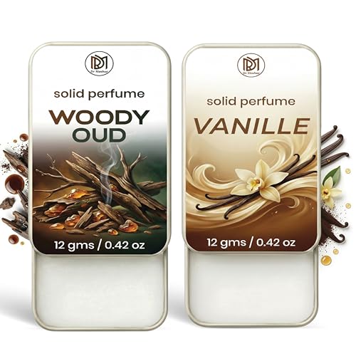 Image of Dr.Mashur Solid Perfume |Vanille&Woody oud Alcohol Free Wax Perfume Balm, Long Lasting | Pocket Tin 12g, Pack Of 2| Non Greasy Smooth Glide, Travel Friendly Men And Women