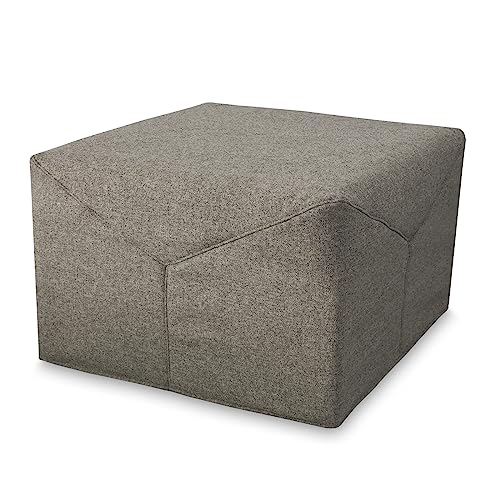 EVERGREENWEB Pouf Lit 1 Place Convertible avec Matelas, Fauteuil Lit d'appoint 1 Personne Économiser de l'espace, Ottoman Repose Pieds, Tissu Brun Amovible et...