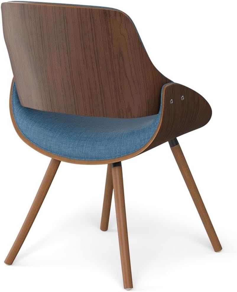 SIMPLIHOME Malden Dining Chair in Blue Linen Look Fabric, 22.8" W x 20.9" D x 30.9" H, Mid-Century Modern Wood Back Chair for Dining Room