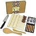 Artcome 15-częściowy zestaw do robienia sushi profesjonalny tradycyjny zestaw do sushi z 1 nożem do sushi, 2 bambusowymi matami do sushi, 5 par pałeczek, 5 uchwytów na pałeczki, 1 worek na zastawę stołową, 1 łopatka i 1 rozpórka