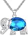 Produktbild ANEWISH Damen Blau Kristall mit Zirkonia Elefant Anhänger Halskette . Ketten Länge:45cm , Blaue Farbe