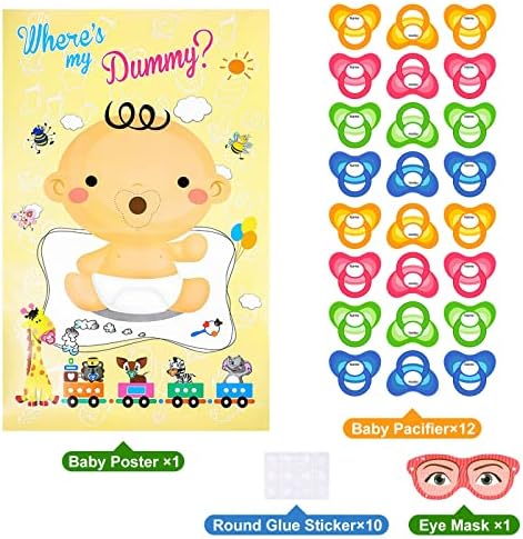 ASTARON Baby Shower Pin The Pacifier on The Baby Game - Party Supplies for Gender Reveal and 1st Birthday - Funny Games for Guests — view 2