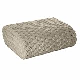 Eurofirany Decke Kuscheldecke 3D-Effekt beige 200x220 cm 260 GSM Polyester Wohndecke Deko Extra weich flauschig Vier Jahreszeiten Sofaüberwurf Tagesdecke