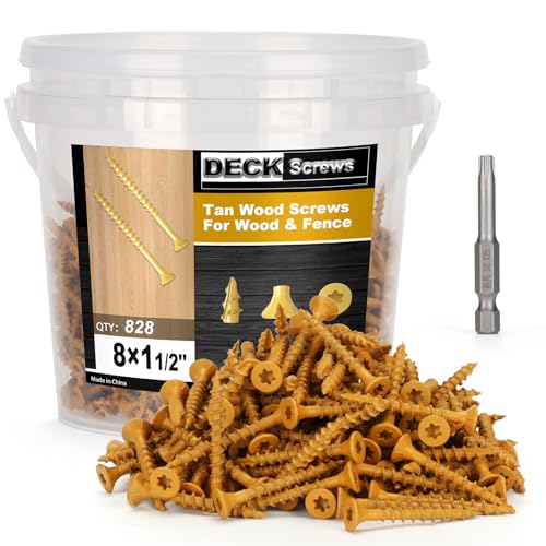 Image of Deck Screws #8 x 1-1 /2'', T25 Star Torx Drive Flat Head Wood Screws, Tan, 5lb