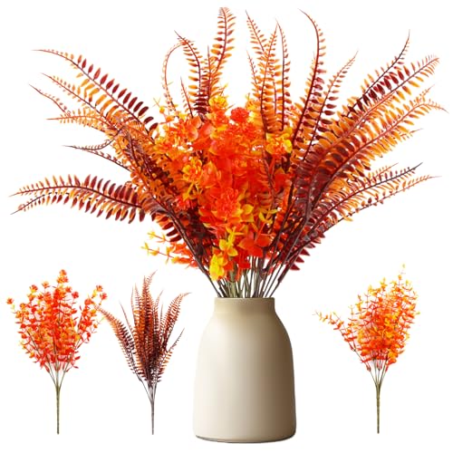 panemy 6 Paquetes de Flores Artificiales de Otoño, Flores Artificiales Otoño, Eucalipto Camelia+Hierba Persa, Ramos de Flores Artificiales para Decoración Mesa y Jardín de Acción de Gracias de otoño