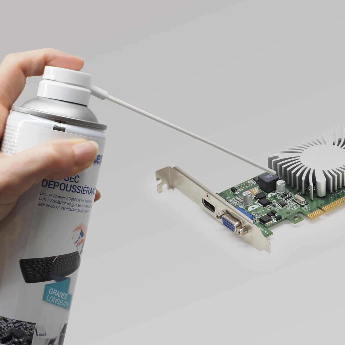 Waytex A73657C5 Gaz dépoussiérant puissant pour ordinateur, clavier, matériel informatique, avec Prolongateur Lot de 5 bombes de 400 ml