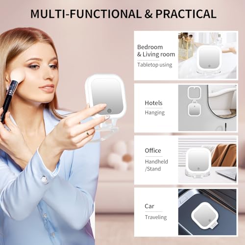 FUNTOUCH Rechargeable Lighted Double-Sided Makeup Mirror, 1X/30X Magnification