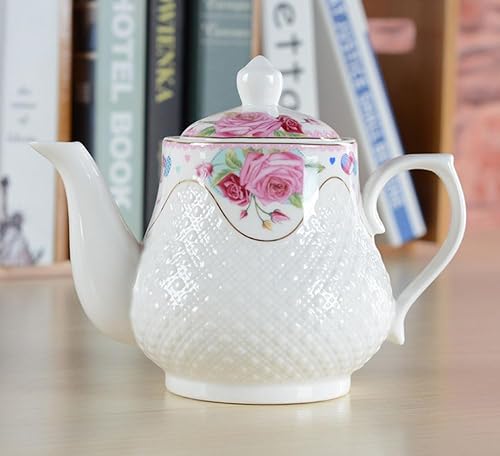Miniatura 3 de 123Arts Tetera, tetera de flores, tetera de cerámica, tetera para oficina en casa, 33 onzas, 33.8 fl oz